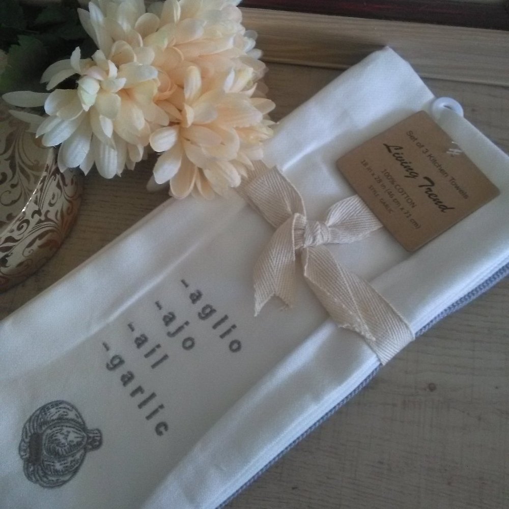 NWT Farmhouse Neutral Kitchen Towels (Set of 3)